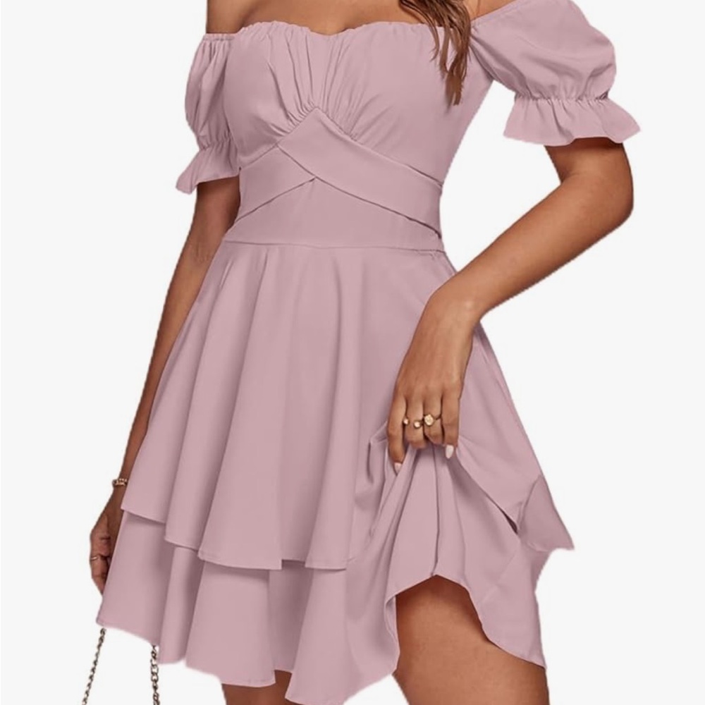 Pink Off-Shoulder Dress